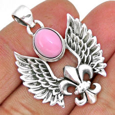 11.97cts fleur de lis natural pink opal sterling silver pendant jewelry y8561
