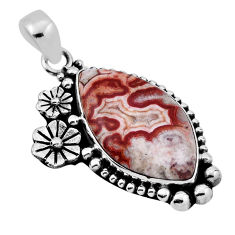 16.54cts flower natural brown rosetta stone jasper 925 silver pendant n34025