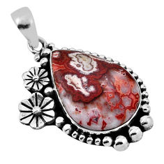 14.21cts flower natural brown rosetta stone jasper 925 silver pendant n34030