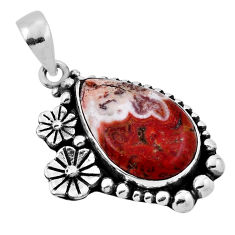13.47cts flower natural brown rosetta stone jasper pear silver pendant n34031