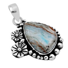 13.47cts flower natural green aragonite pear 925 sterling silver pendant n34023