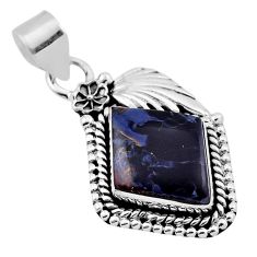 13.57cts flower with leaf black pietersite (african) 925 silver pendant n35150