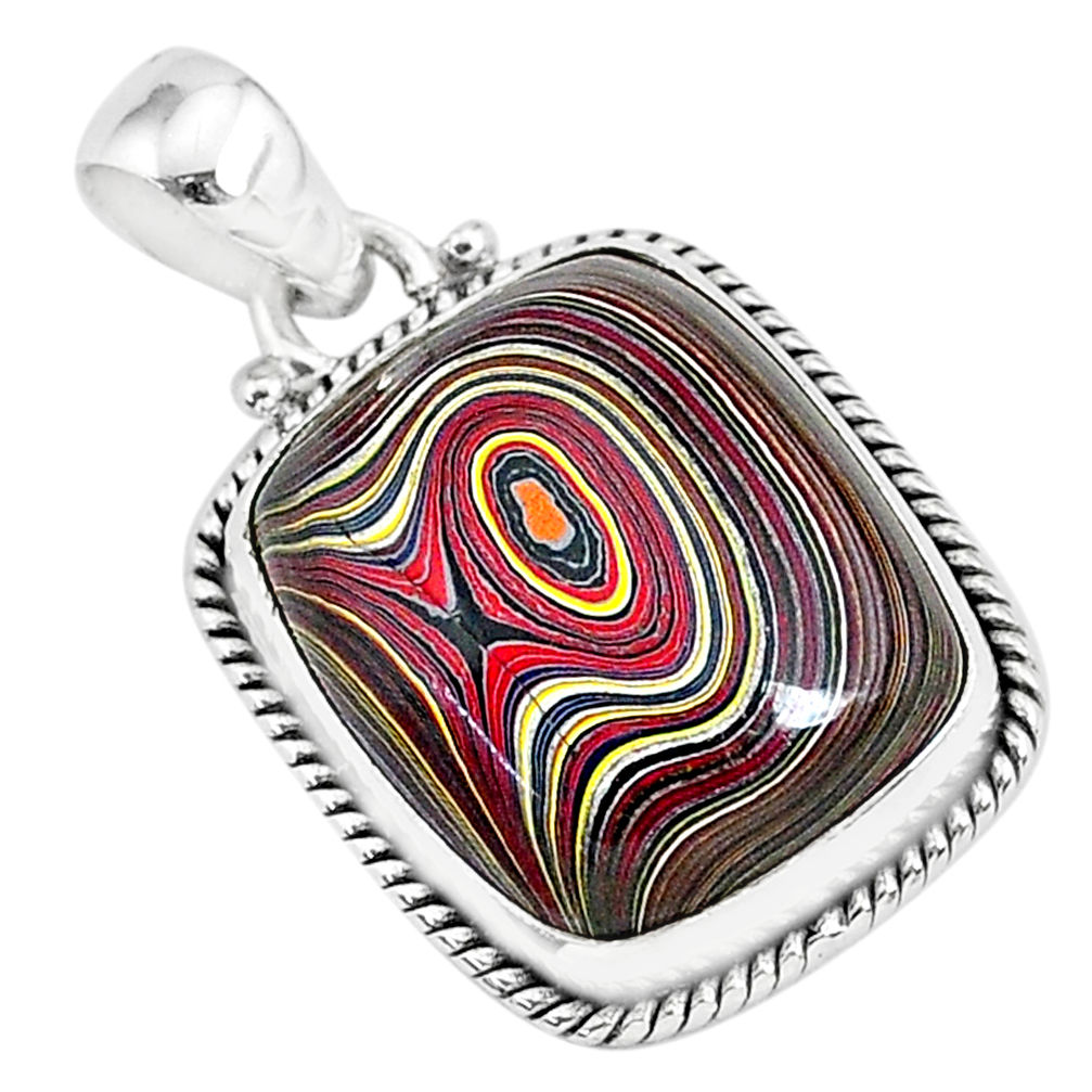 12.18cts fordite detroit agate 925 sterling silver handmade pendant r92686