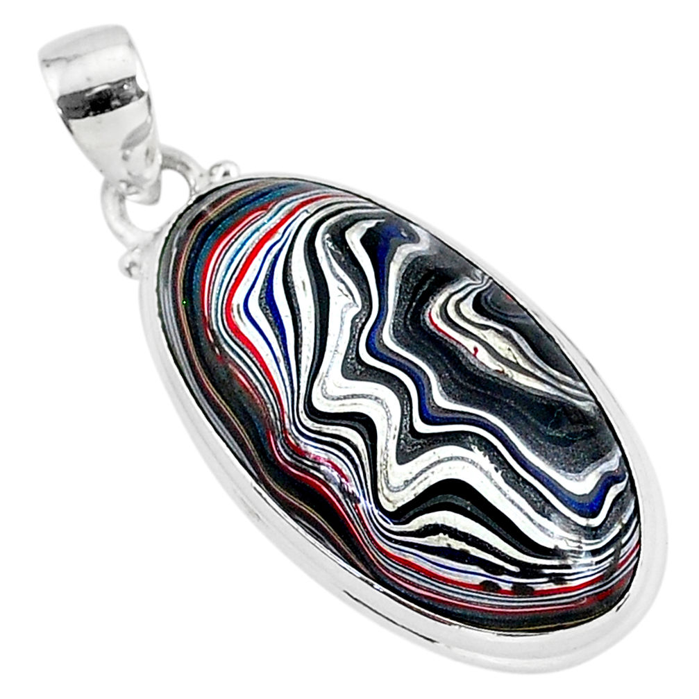 12.58cts fordite detroit agate 925 sterling silver handmade pendant r92687