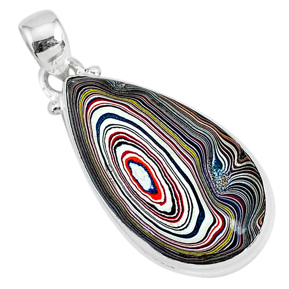 9.72cts fordite detroit agate 925 sterling silver handmade pendant r92744
