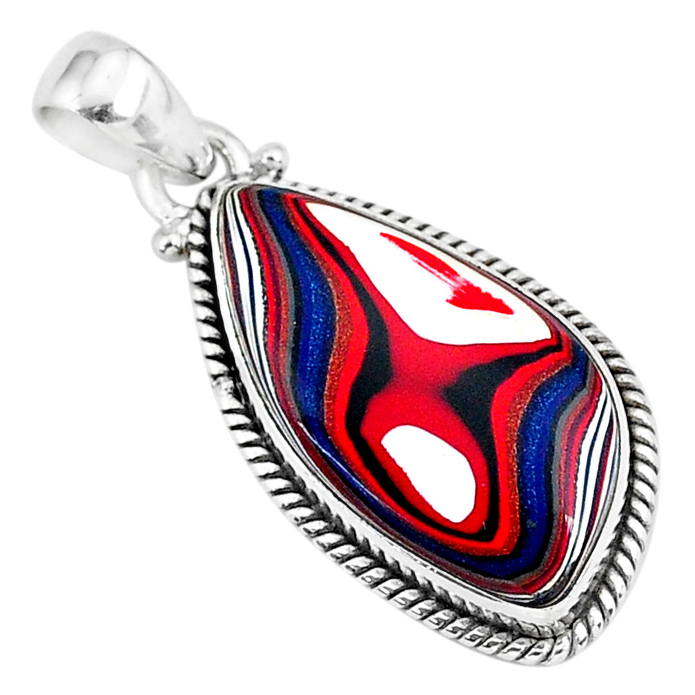 9.68cts fordite detroit agate 925 sterling silver handmade pendant r92753