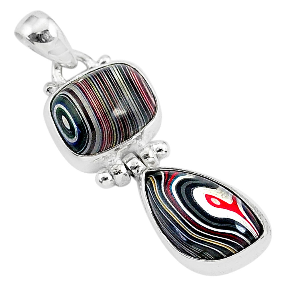 3.80cts fordite detroit agate 925 sterling silver handmade pendant r92843