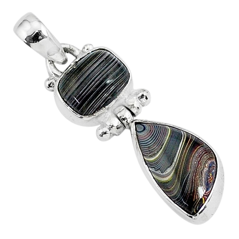 7.13cts fordite detroit agate 925 sterling silver handmade pendant r92846