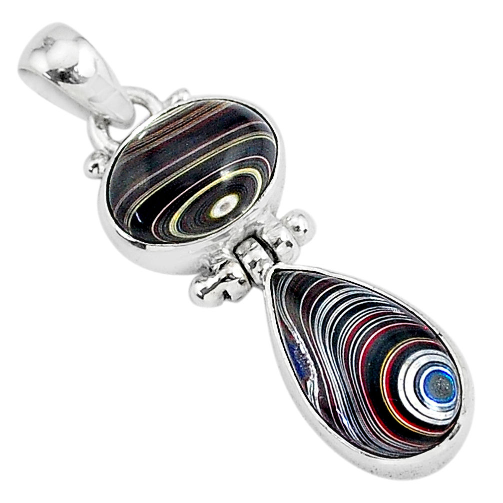 7.97cts fordite detroit agate 925 sterling silver handmade pendant r92849