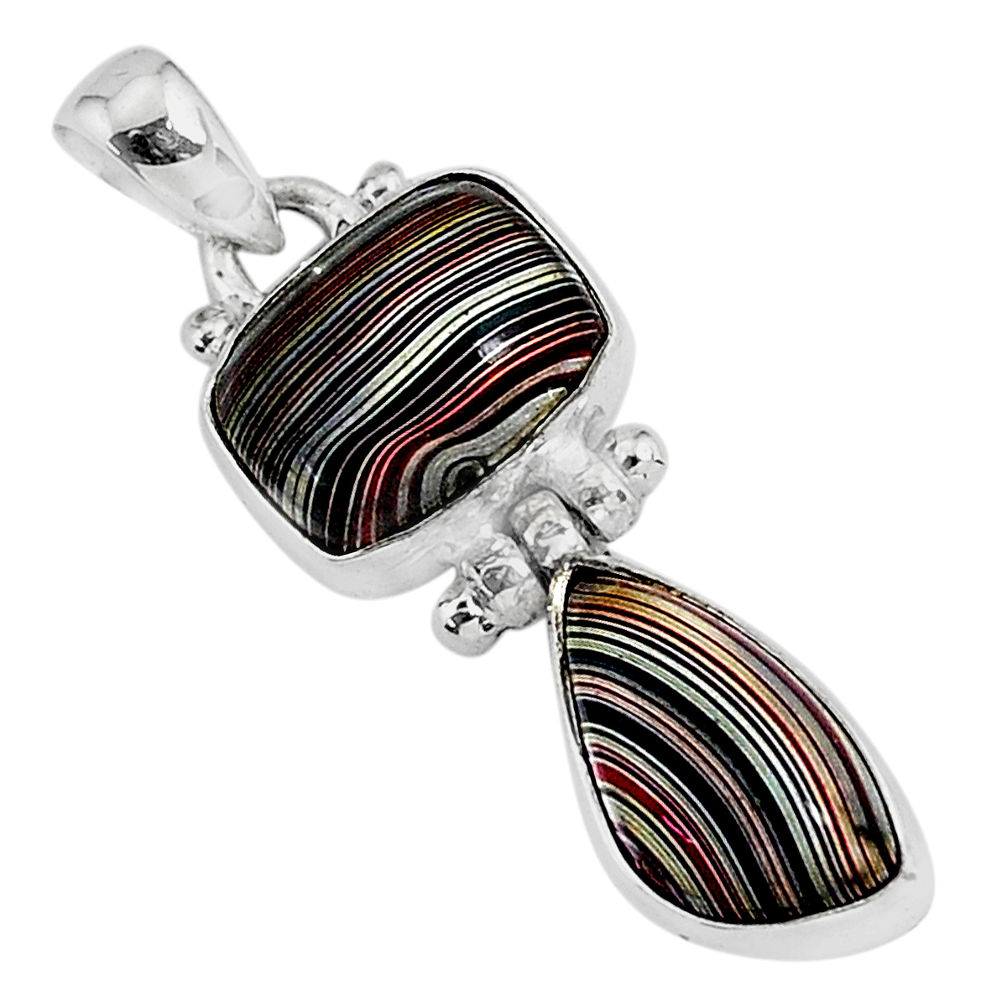 7.54cts fordite detroit agate 925 sterling silver handmade pendant r92863