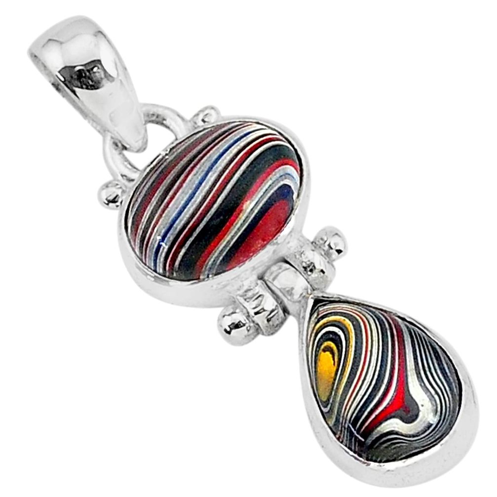 5.87cts fordite detroit agate 925 sterling silver handmade pendant r92868