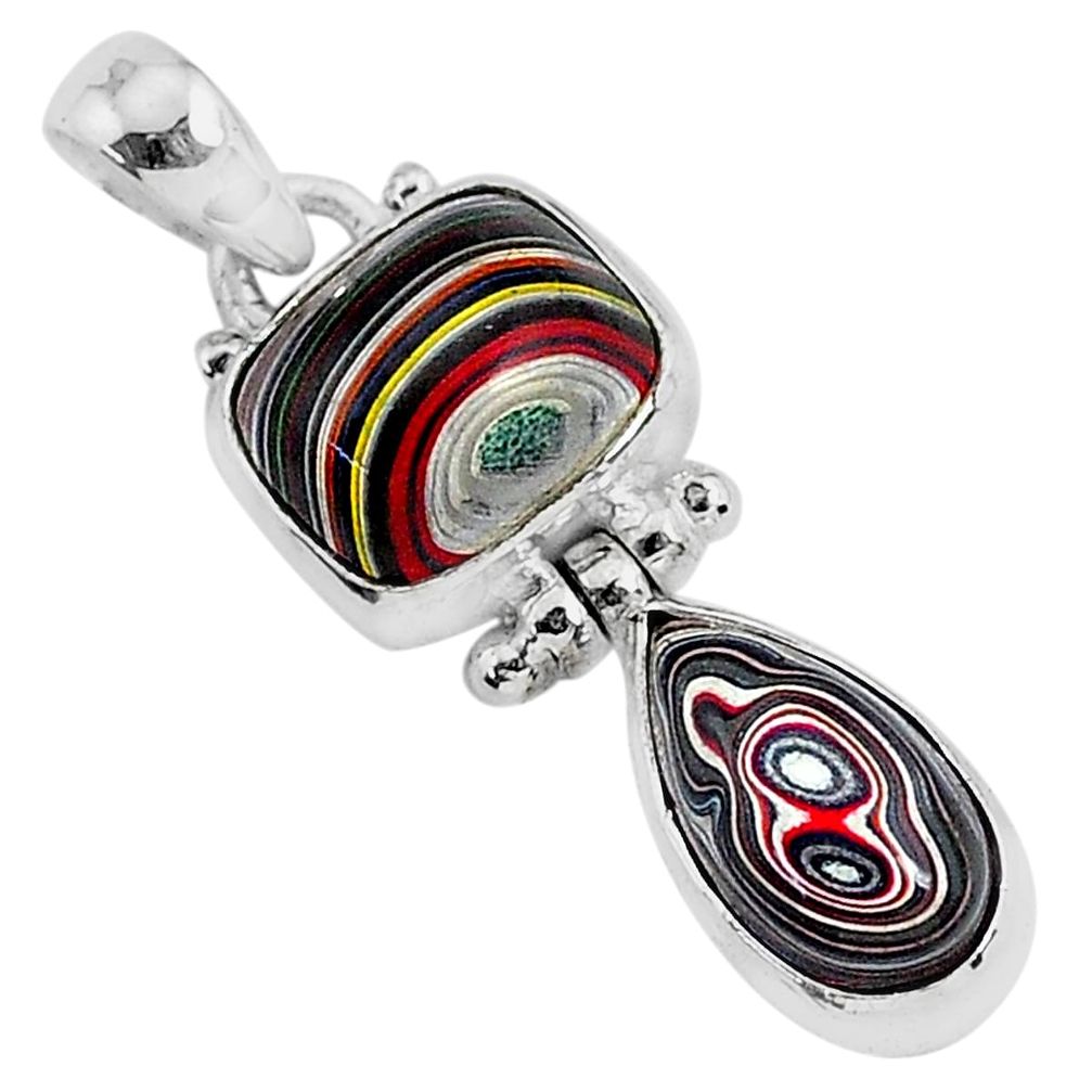 7.93cts fordite detroit agate 925 sterling silver handmade pendant r92871