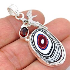 12.10cts fordite detroit agate garnet 925 sterling silver angel pendant u75093