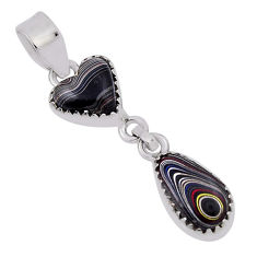 6.11cts fordite detroit agate heart 925 sterling silver pendant jewelry n31319