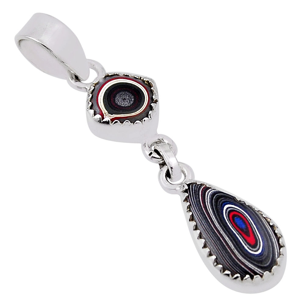 5.79cts fordite detroit agate pear 925 sterling silver pendant jewelry n31314