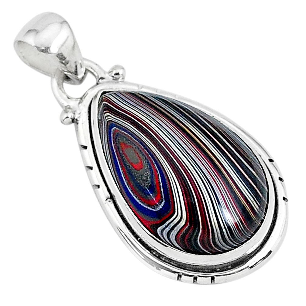 10.08cts fordite detroit agate pear 925 sterling silver handmade pendant r92774