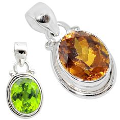 5.11cts green alexandrite (lab) 925 sterling silver pendant jewelry t57088