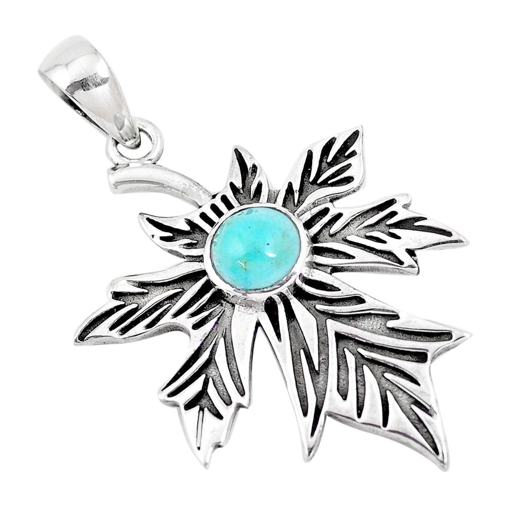 izona mohave turquoise 925 silver deltoid leaf pendant p14526