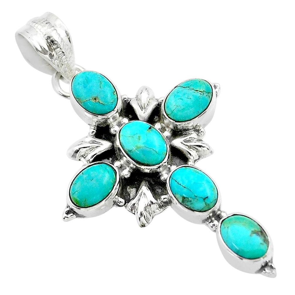 9.33cts green arizona mohave turquoise 925 silver holy cross pendant t53093