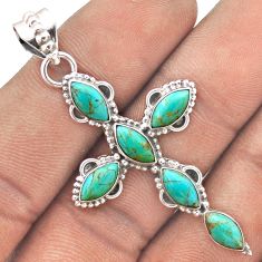 9.16cts green arizona mohave turquoise 925 silver holy cross pendant t85790