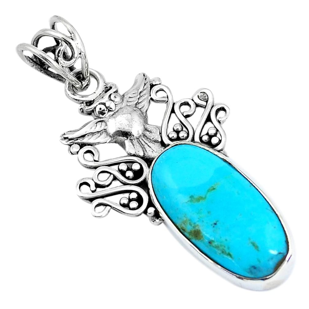 izona mohave turquoise 925 sterling silver owl pendant p59781