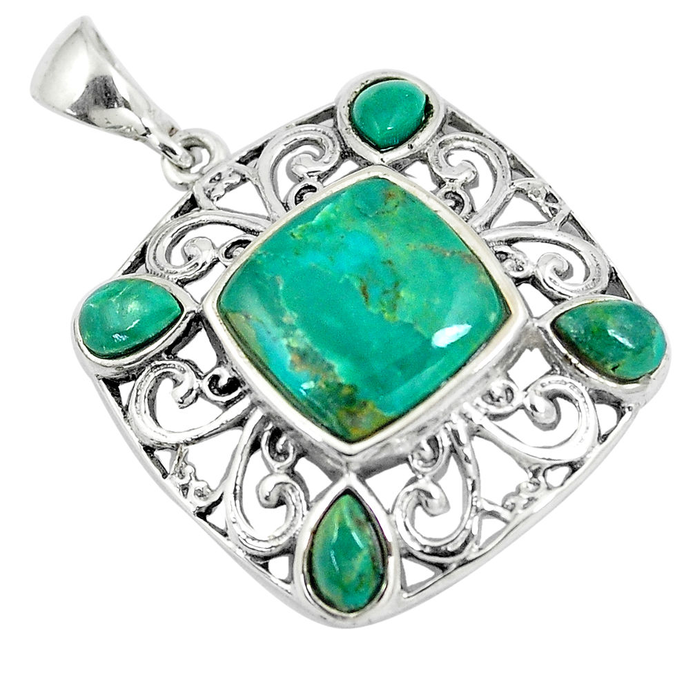 LAB 6.80cts green arizona mohave turquoise 925 sterling silver pendant c10786