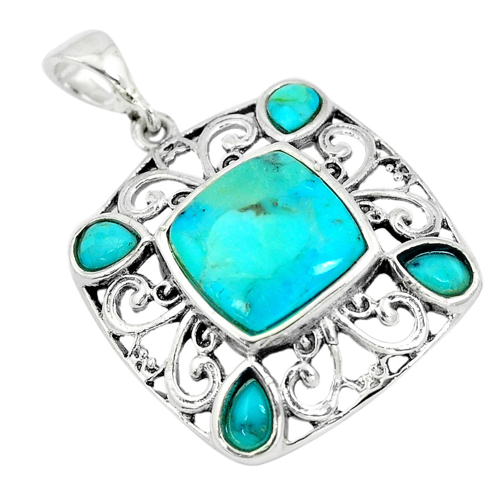 LAB 6.85cts green arizona mohave turquoise 925 sterling silver pendant c10793