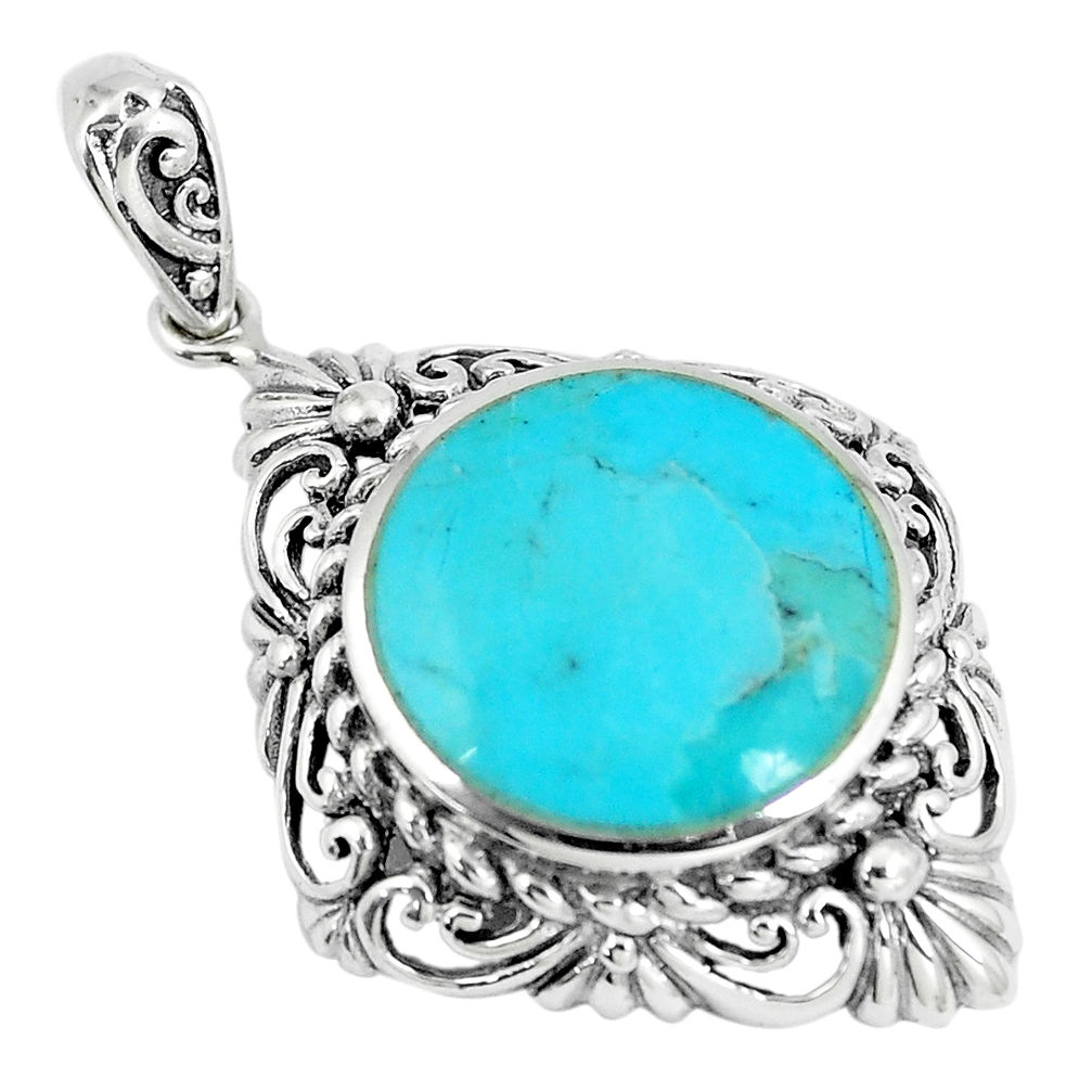 LAB 9.42cts green arizona mohave turquoise 925 sterling silver pendant c10804