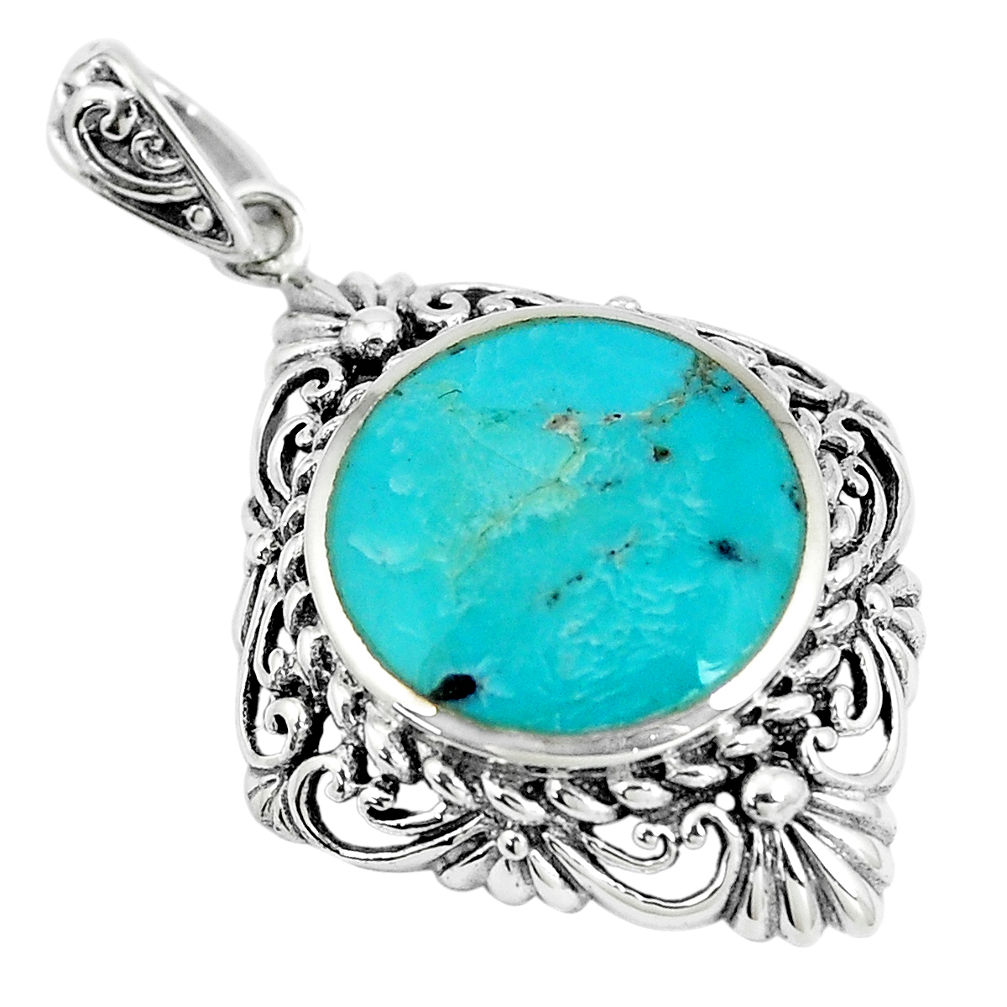 LAB 7.67cts green arizona mohave turquoise 925 sterling silver pendant c10818