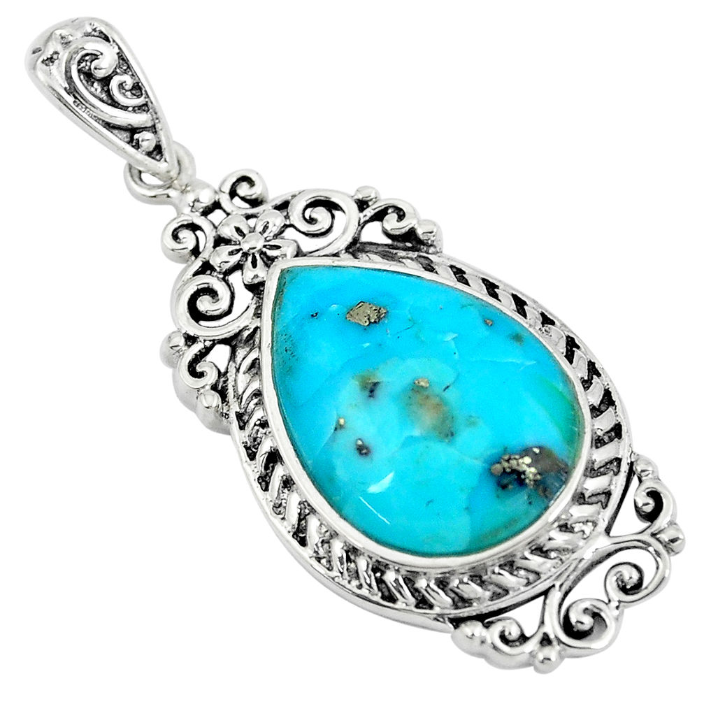 8.33cts green arizona mohave turquoise 925 sterling silver pendant c10830
