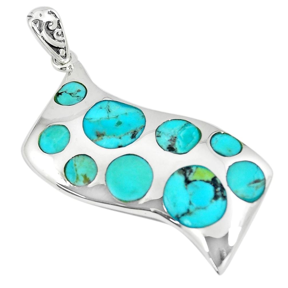 7.89cts green arizona mohave turquoise 925 sterling silver pendant c10848