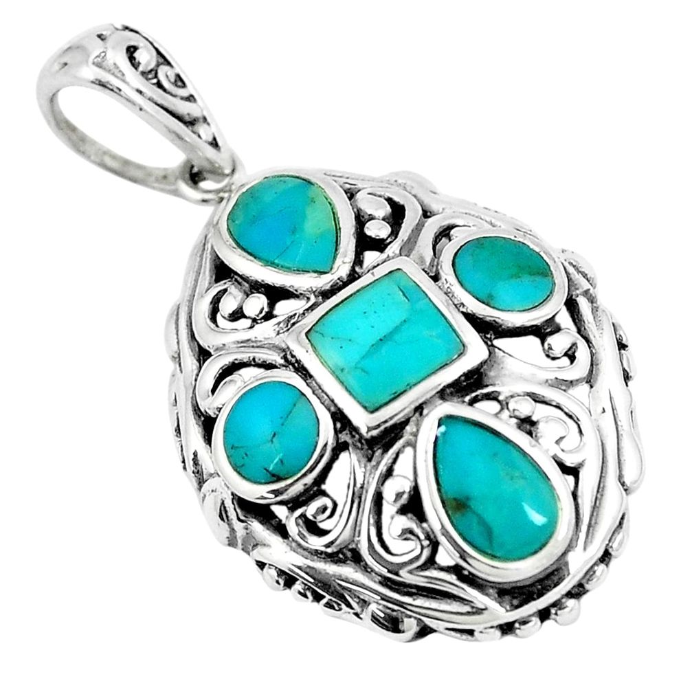 3.75cts green arizona mohave turquoise 925 sterling silver pendant c10851