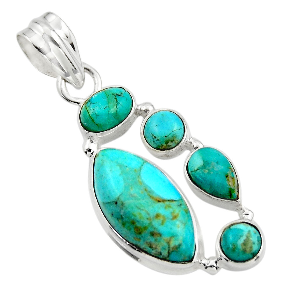 13.43cts green arizona mohave turquoise 925 sterling silver pendant r44127