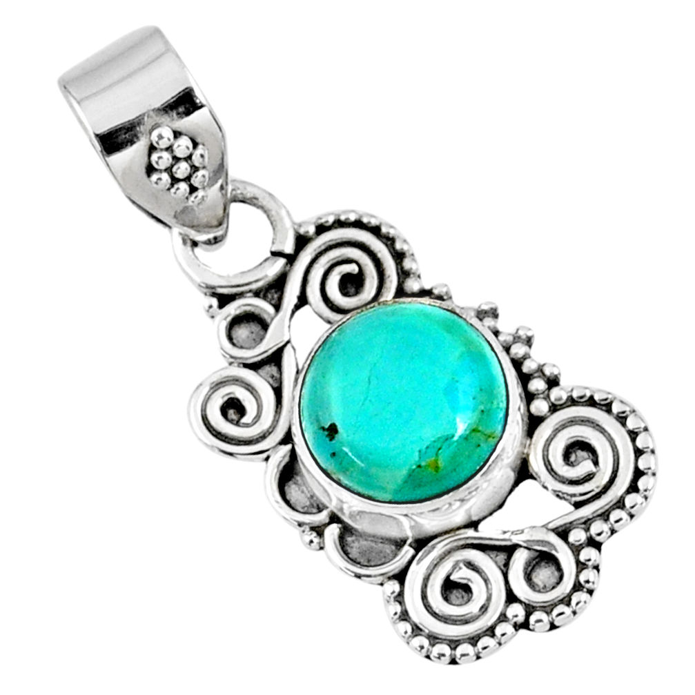 2.88cts green arizona mohave turquoise 925 sterling silver pendant r57709