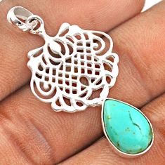 4.53cts green arizona mohave turquoise 925 sterling silver pendant t89501