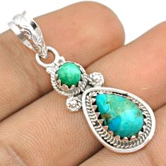 4.82cts green arizona mohave turquoise 925 sterling silver pendant u16681