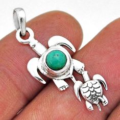 0.66cts green arizona mohave turquoise 925 sterling silver turtle pendant n45181