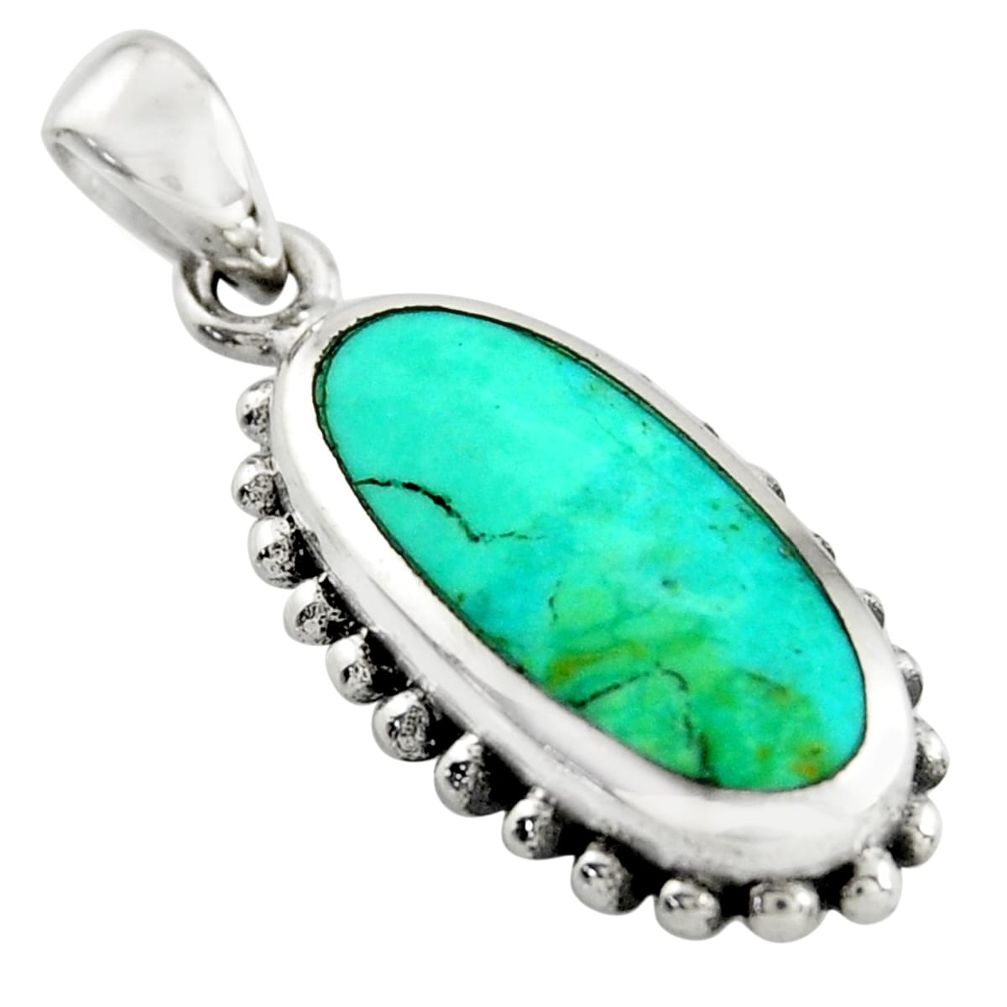 4.02gms green arizona mohave turquoise enamel 925 sterling silver pendant c9956