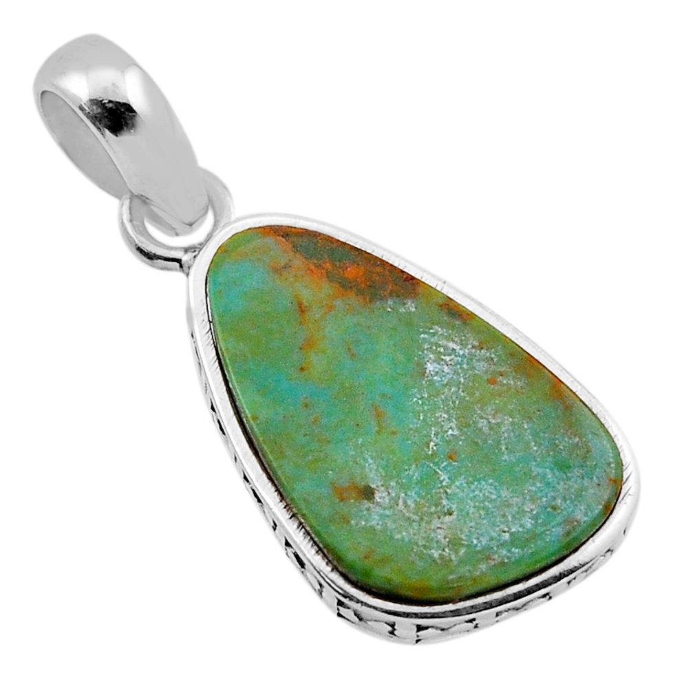 8.62cts green arizona mohave turquoise fancy 925 sterling silver pendant n52761