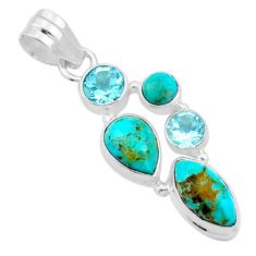9.35cts green arizona mohave turquoise marquise topaz 925 silver pendant u4016