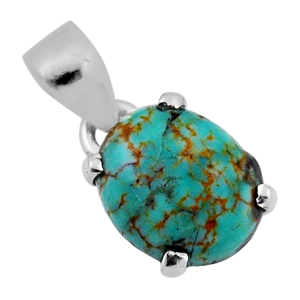 5.06cts green arizona mohave turquoise oval 925 sterling silver pendant n35282
