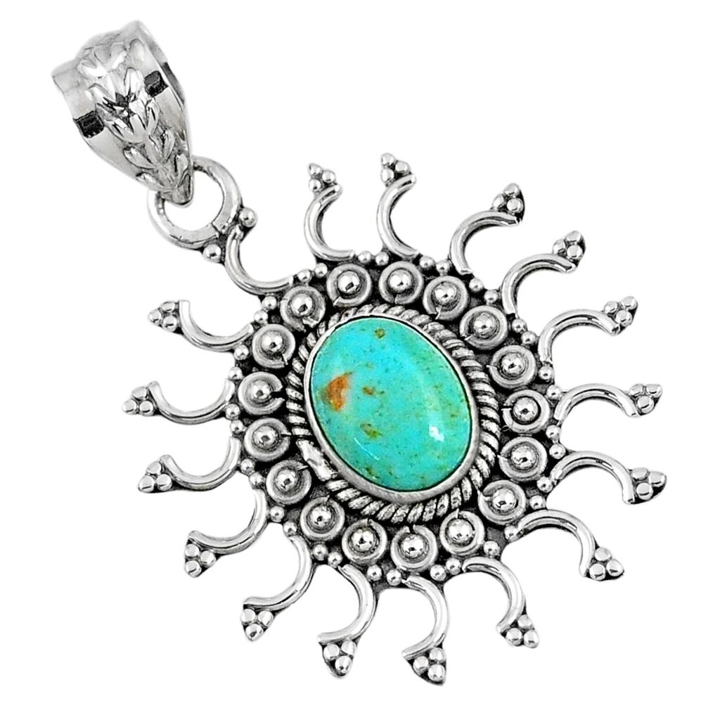 2.17cts green arizona mohave turquoise oval 925 sterling silver pendant r57768