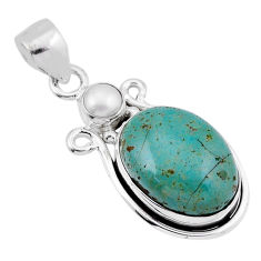 9.98cts green arizona mohave turquoise pearl 925 sterling silver pendant n44768