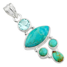Clearance Sale- 14.37cts green arizona mohave turquoise topaz 925 sterling silver pendant r44125