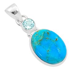 9.05cts green arizona mohave turquoise topaz 925 sterling silver pendant t65195