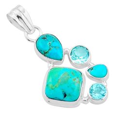 10.49cts green arizona mohave turquoise topaz 925 sterling silver pendant u3971