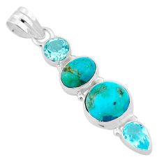 9.53cts green arizona mohave turquoise topaz 925 sterling silver pendant u3988