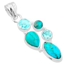 9.35cts green arizona mohave turquoise topaz 925 sterling silver pendant u4006