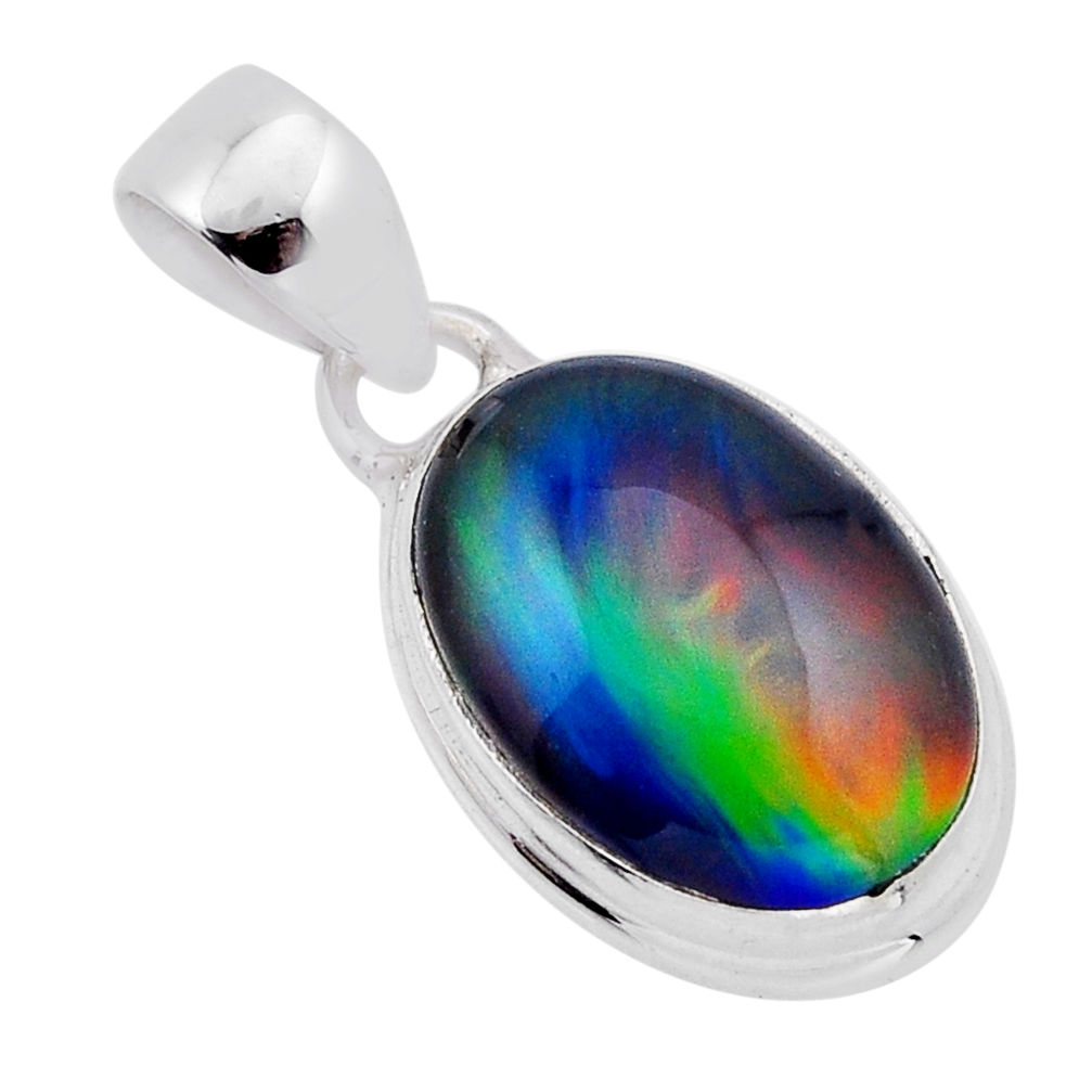 7.80cts green aurora opal oval shape 925 sterling silver pendant jewelry n54461