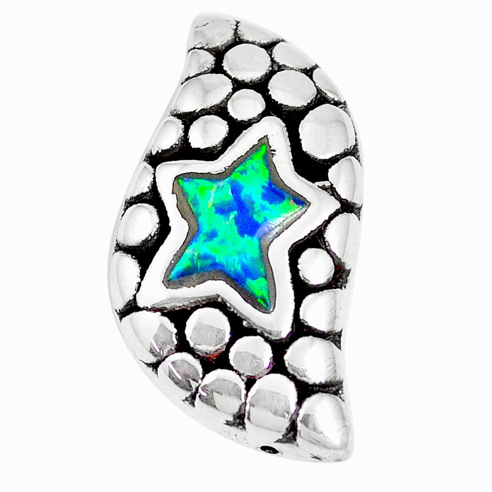 LAB 1.98cts green australian opal (lab) 925 sterling silver pendant a92717 c24368